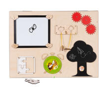 Bebe Basic Montessori Art.KX4628 Koka Rotaļlieta divpusējais sensoru aktivitāšu dēlis 50x37.5cm