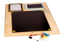 Ikonka Art.KX4627 Wooden two-sided chalkboard ZOO animals