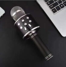 Melna karaoke mikrofons - tumbiņa ar balss mainīšanas efektiem WS-858