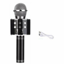 Melna karaoke mikrofons - tumbiņa ar balss mainīšanas efektiem WS-858