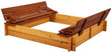 Folkland Art.150135 Brown Yellow Sandbox with cover 140cmx140cmx20cm