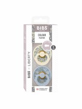 Bibs Liberty Colour Round – Eloise Dusty Blue Mix Art.150195 Pacifier, 100% natural  6-18  (2pcs)