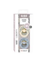 Bibs Liberty Colour Round – Eloise Dusty Blue Mix Art.150195 Apaļš māneklītis (knupītis) no 100% naturāla kaučuka no 6-18 mēn. (2 gb.)