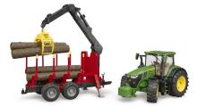 BRUDER Art.03154 трактор John Deere 7R 350 с лесозаготовительным прицепом и 4 бревнами