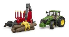 BRUDER Art.03154 трактор John Deere 7R 350 с лесозаготовительным прицепом и 4 бревнами