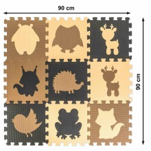 Ikonka Art.KX5209 Putų dėlionės kilimėlis vaikams 9el. smėlio-rudo-juodos-juodos spalvos 85cm x 85cm x 1cm