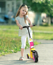 Three-wheel scooter 2in1, pink/yellow
