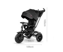 Bebe Basic Premium Air 6 in1  Art.150416 Black Bērnu trīsritenis ar rokturi un jumtiņu