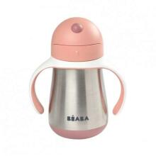 Beaba Steel Cup Art.913482 Pink  Metāliska mācību krūzīte ar salmiņu,250ml