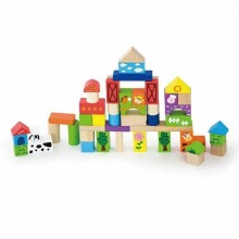 Viga Buildings Blocks Art.50285   Деревянные кубики в ведёрке