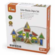 Viga Color Blocks Art.44563 Mediniai kaladėliai kibire