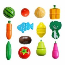 Mediniai daržovių ir vaisiu pjaustymo magnetiniai žaislai