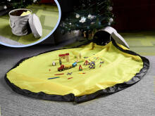 Ikonka Art.KX6259 Toy organiser toy box blocks with play mat 2in1 grey-yellow