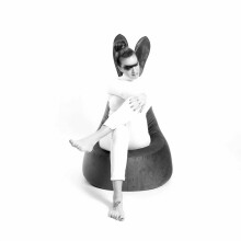 Qubo™ Mommy Rabbit Black Ears Lime VELVET FIT sēžammaiss (pufs)