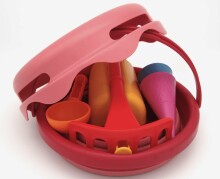 COMPACTOYS Beach bucket with sandbox toys 7 in 1, red
