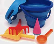COMPACTOYS Pludmales spainis ar smilšu kastes rotaļlietām 7-in-1, zils