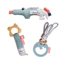 Done by Deer Tiny activity toys, gift set, Multicolor Развивающая плюшевая  игрушка - погремушка для Коляски/Автокресла/Кроватки