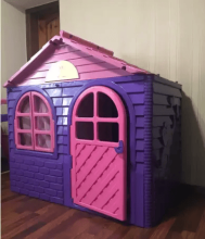 3toysm Art.201 Children's playhouse with curtain rods and curtains pink-purple Māja bērniem