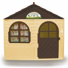 3toysm Art.202 Children's playhouse with curtain rods and curtains beige-brown Домик для детей