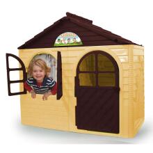 3toysm Art.202 Children's playhouse with curtain rods and curtains beige-brown