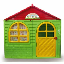 3toysm Art.203 Children's playhouse with curtain rods and curtains red-green Māja bērniem