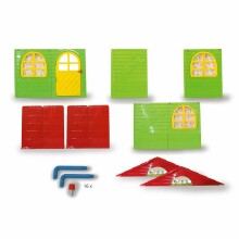 3toysm Art.203 Children's playhouse with curtain rods and curtains red-green Домик для детей