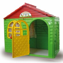 3toysm Art.203 Children's playhouse with curtain rods and curtains red-green Māja bērniem