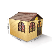 3toysm Art.302 Children's playhouse with curtain rods and curtains beige-brown
