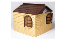 3toysm Art.302 Children's playhouse with curtain rods and curtains beige-brown