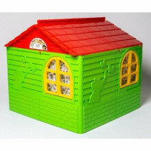 3toysm Art.303 Children's playhouse with curtain rods and curtains red-green Māja bērniem