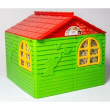 3toysm Art.303 Children's playhouse with curtain rods and curtains red-green Maja lastele