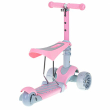 Ikonka Art.KX6626 Tricikls motorollers ar sēdekli 3in1 līdzsvars rozā LED