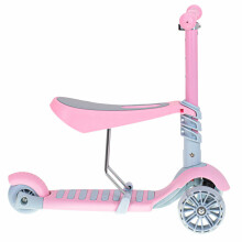 Ikonka Art.KX6626 Tricikls motorollers ar sēdekli 3in1 līdzsvars rozā LED
