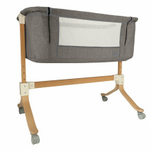 Ikonka Art.KX4623 Kūdikių lovytės lopšys medinis lopšys ant ratukų žaislinis lopšys pilkos spalvos