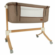Ikonka Art.KX4623_1 Cot cot, infant cot wooden cradle on wheels playpen brown