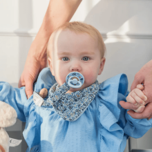 Bibs x Liberty Pacifier Clip Art.152355 Chamomile Lawn Baby Blue Māneklīša ķēde (Knupja turētājs) ar klipsi