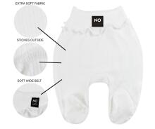 La Bebe™ NO Baby Pants Art. 9-04-30 White Zīdaiņu bikses ar plato jostu un pēdiņam no kokvilnas