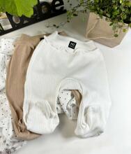 La Bebe™ NO Baby Pants Art. 9-04-30 White Zīdaiņu bikses ar plato jostu un pēdiņam no kokvilnas