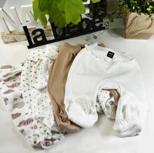 La Bebe™ NO Baby Pants Art. 9-04-30 White Zīdaiņu bikses ar plato jostu un pēdiņam no kokvilnas