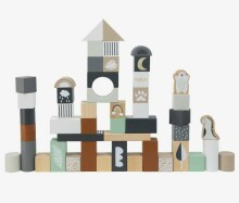 Label Label Buildings Blocks Art.TR-353001 Деревянные кубики в ведёрке,50 шт
