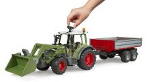 BRUDER 1:16 traktors Fendt Vario 211 ar frontālo iekrāvēju un piekabi, 02182