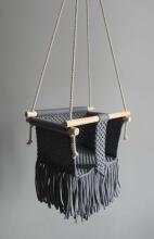 HandicraftBee Art.153319 High-quality adjustable knitted swing for babies in dark gray (made in Latvia)