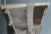 HandicraftBee Art.153319 High-quality adjustable knitted swing for babies in dark gray (made in Latvia)