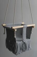 HandicraftBee Art.153320 Высококачественные регулируемые вязаные качели для малышей серого цвета (производство Латвия)
