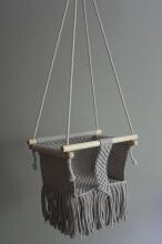 HandicraftBee Art.153321 Высококачественные регулируемые вязаные качели для малышей натуральные (лен) (производство Латвия)