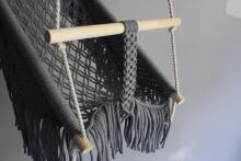 HandicraftBee Art.153323 High-quality adjustable knitted swing for babies in dark gray (made in Latvia)