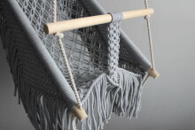 HandicraftBee Art.153324 High-quality adjustable knitted swing for babies in gray (made in Latvia)