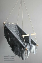 HandicraftBee Art.153324 High-quality adjustable knitted swing for babies in gray (made in Latvia)