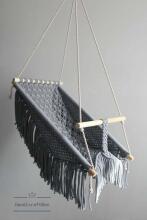 HandicraftBee Art.153326 High-quality adjustable knitted swing for babies in beige (made in Latvia)