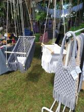 HandicraftBee Art.153326 High-quality adjustable knitted swing for babies in beige (made in Latvia)